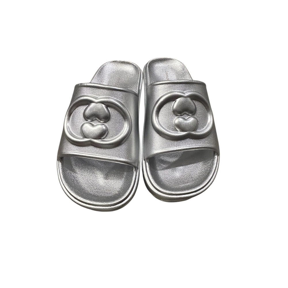 Lemonade Freetos Silver‎ Slide Sandals NWT 9